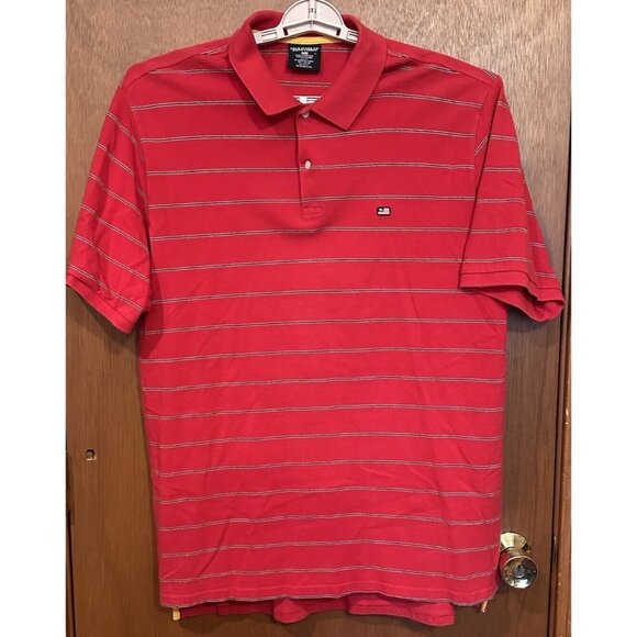Vintage Polo Jeans Company Ralph Lauren Red Striped Large Small Flag Logo RL S/S - Picture 1 of 4